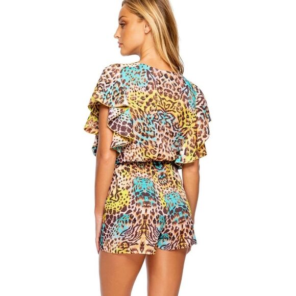 Luli Fama Diosa Salvaje Front Knot Romper Size Large NWT - Picture 15 of 15